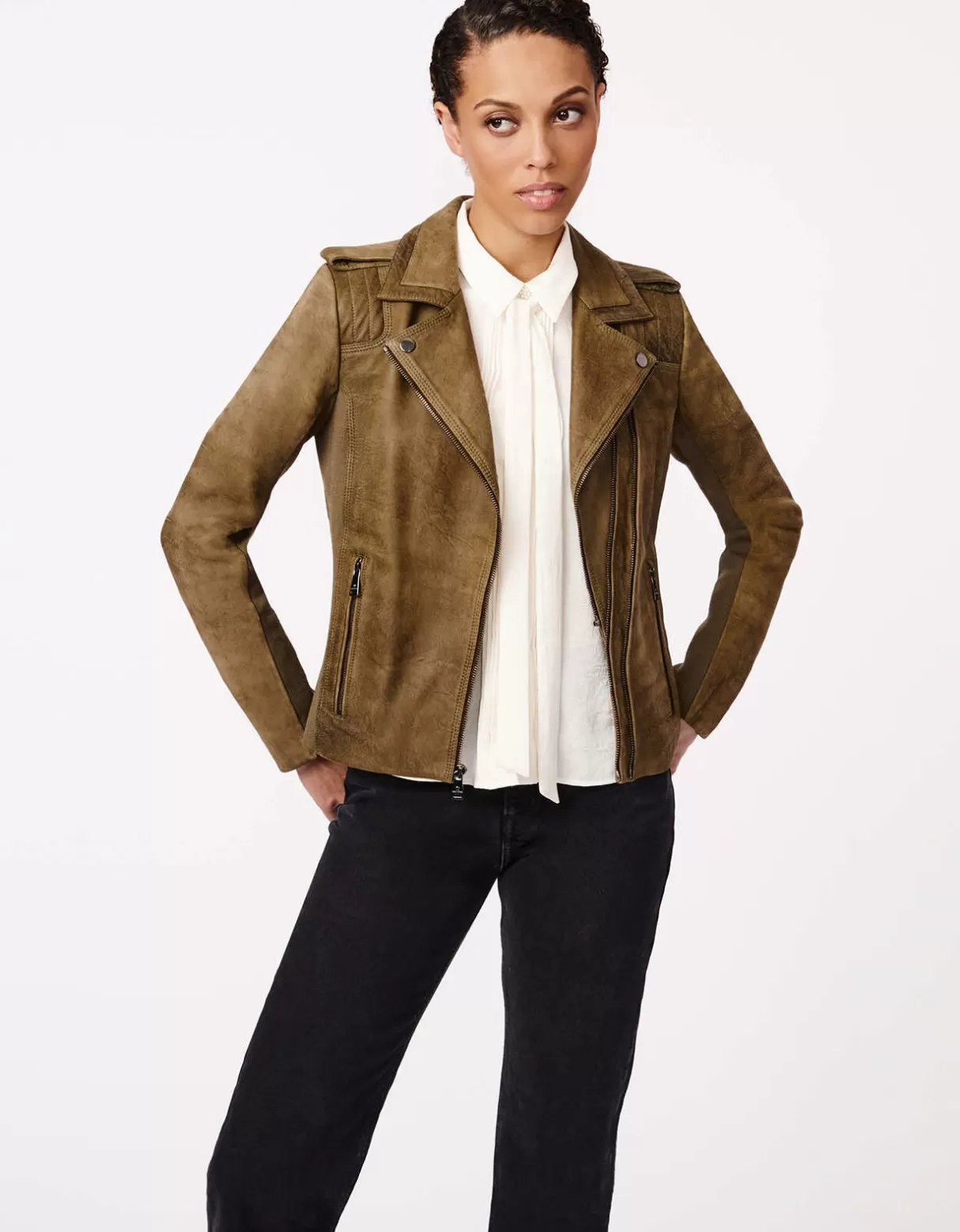 Women Bernardo Fashions Leather>City Edge Moto Leather Jacket