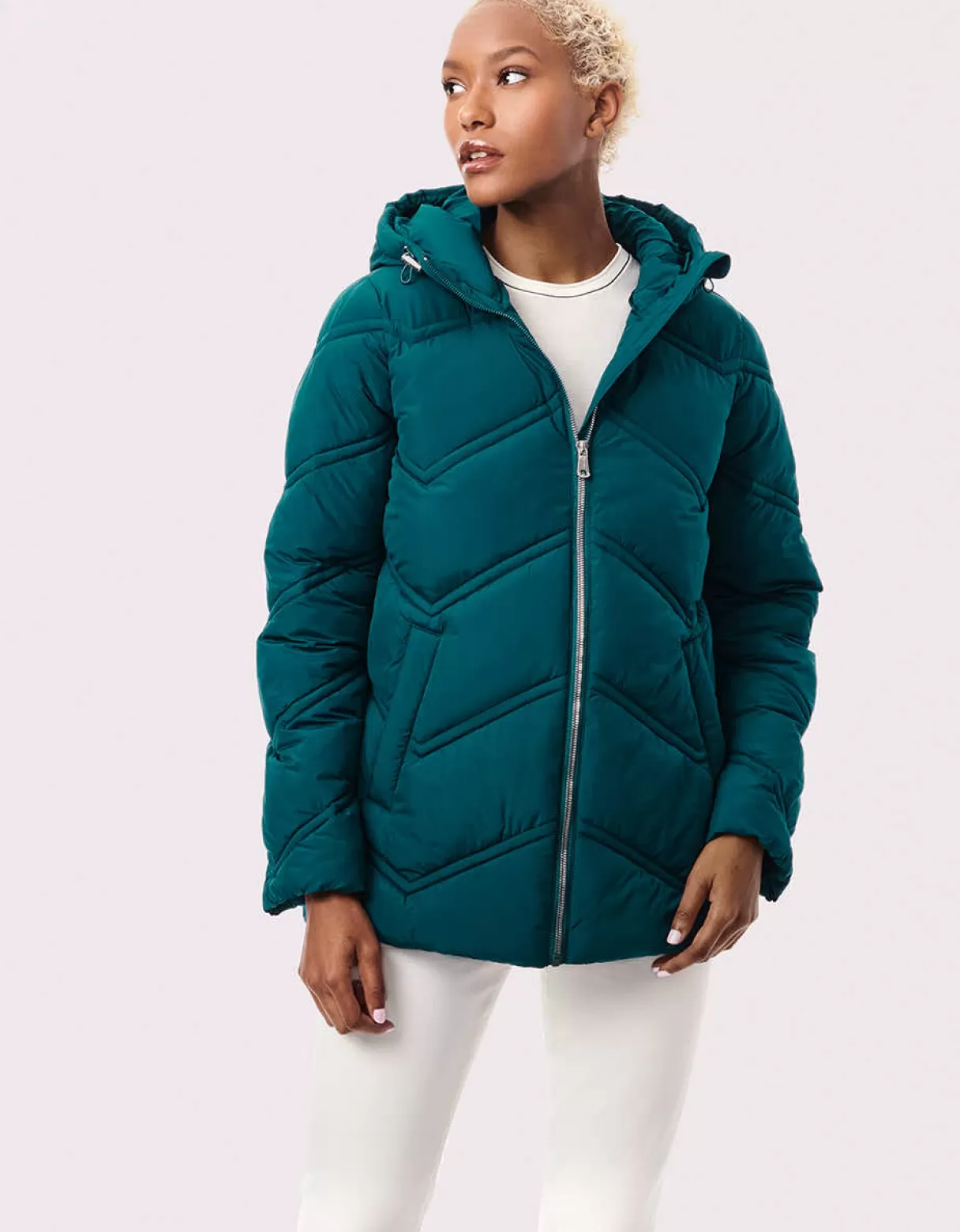 Women Bernardo Fashions Jackets>Classic Chevron Puffer Jacket