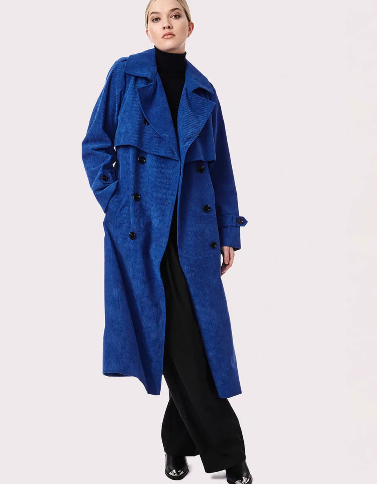 Women Bernardo Fashions Rain Or Shine>Corduroy Long Belted Trench Coat