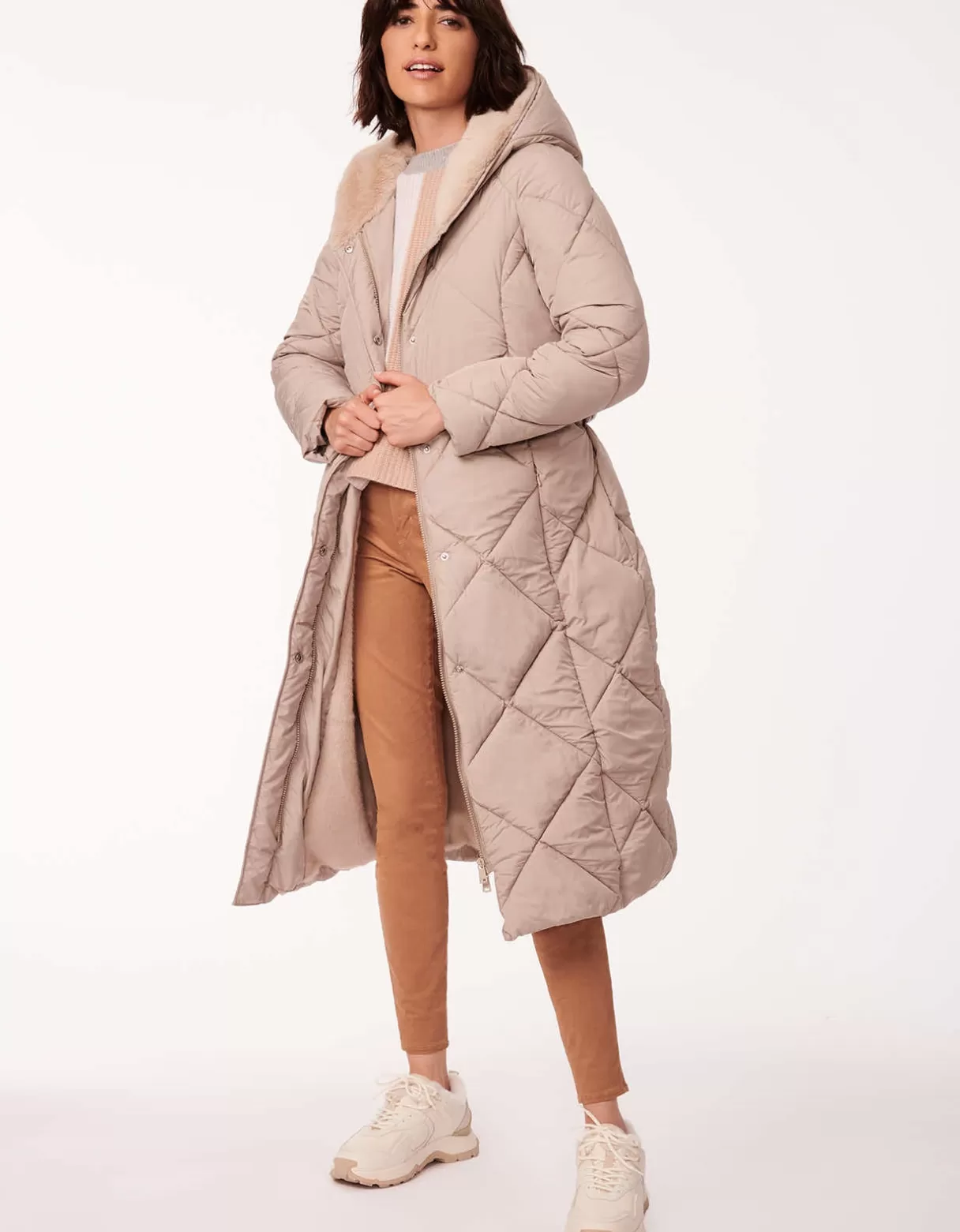 Women Bernardo Fashions Long Coats>Diamond District Long Belted Puffer Coat