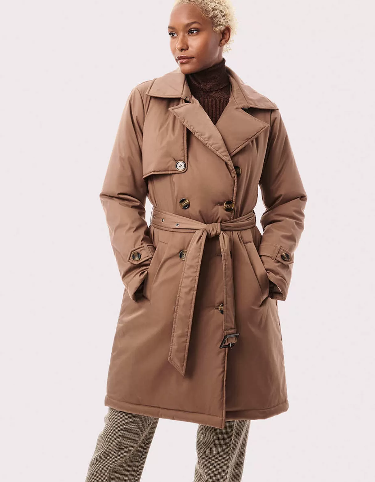 Women Bernardo Fashions Rain Or Shine>Effortless Belted Puffer Coat