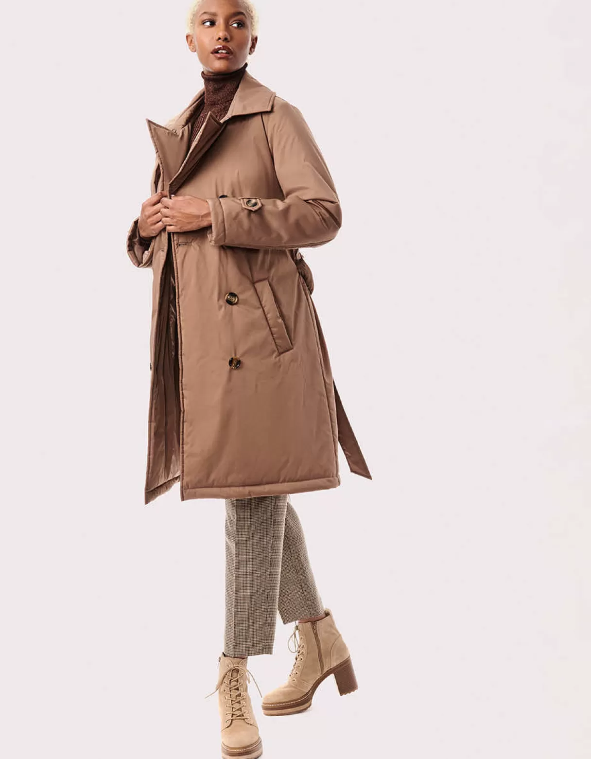 Women Bernardo Fashions Rain Or Shine>Effortless Belted Puffer Coat