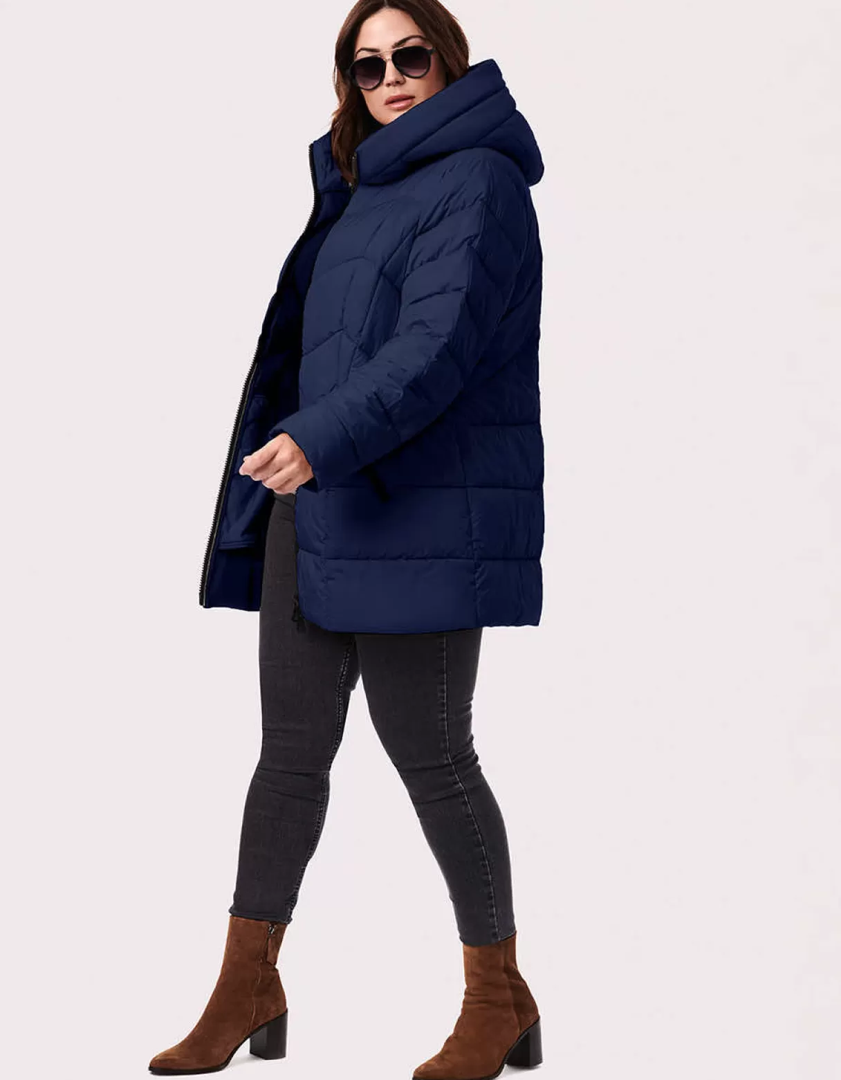 Women Bernardo Fashions Jackets>Fab Funnel Quilted Puffer Jacket - Curve