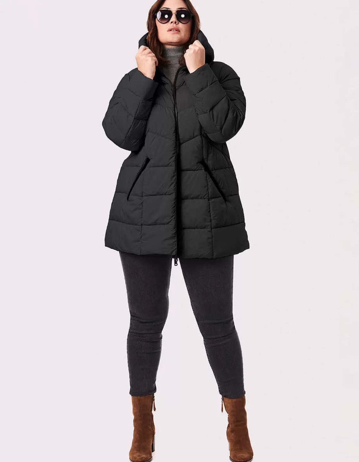 Women Bernardo Fashions Jackets>Fab Funnel Quilted Puffer Jacket - Curve