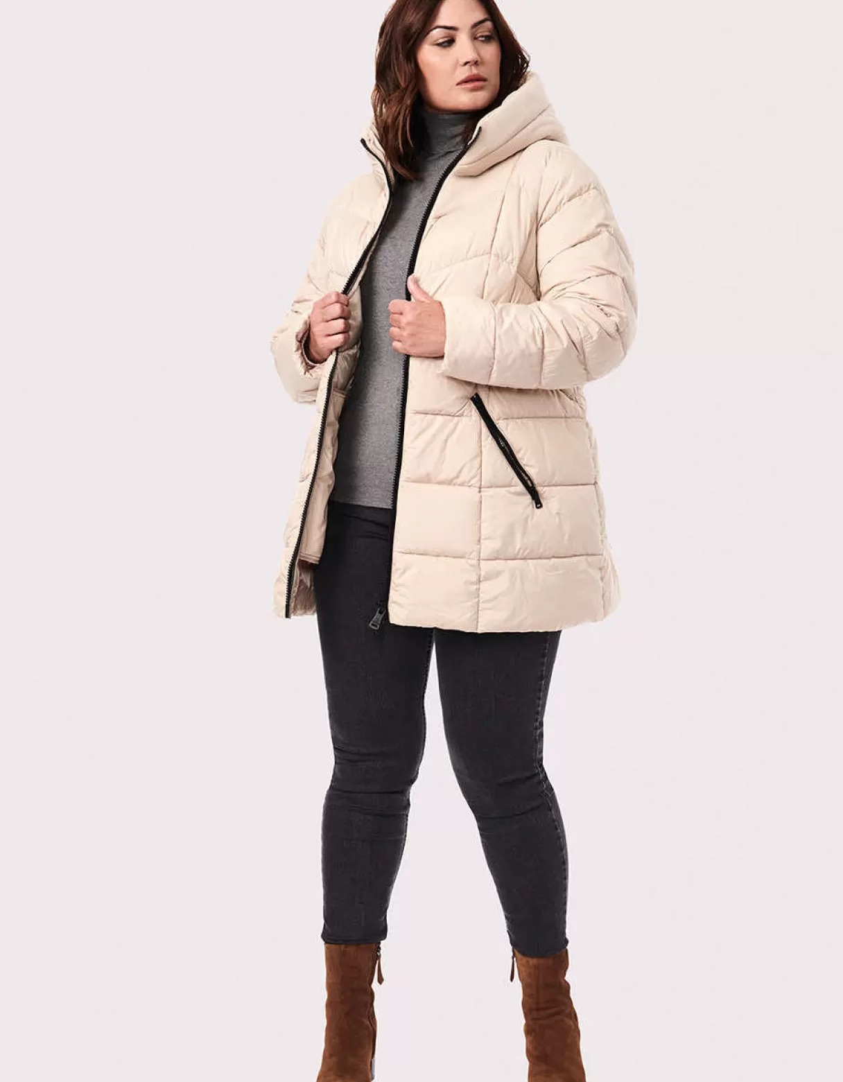 Women Bernardo Fashions Jackets>Fab Funnel Quilted Puffer Jacket - Curve