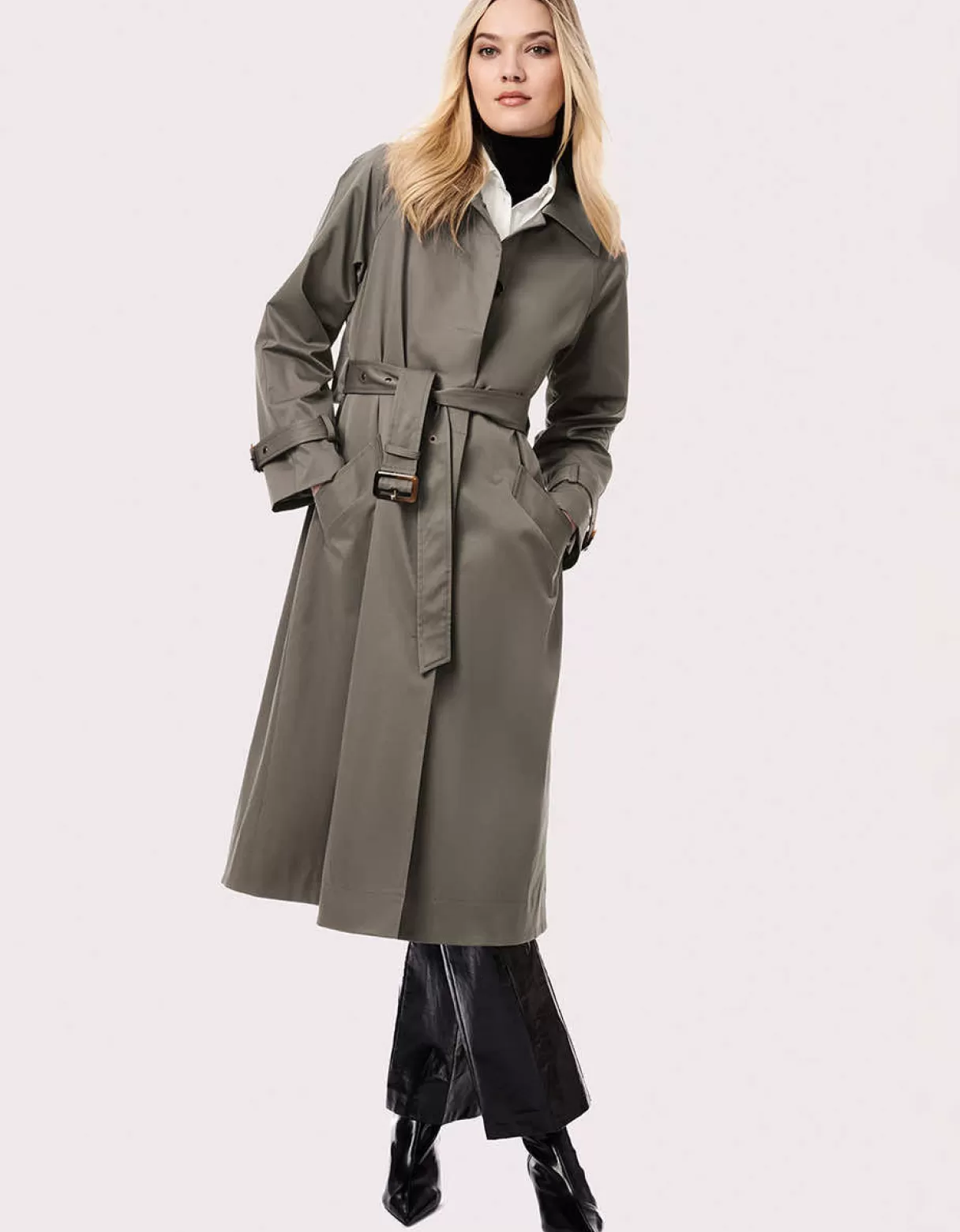 Women Bernardo Fashions Rain Or Shine>Getaway Belted Long Rain Coat