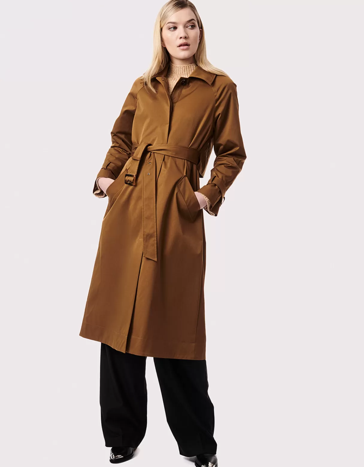 Women Bernardo Fashions Rain Or Shine>Getaway Belted Long Rain Coat