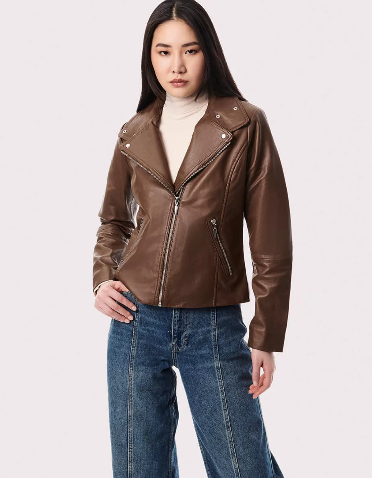 Women Bernardo Fashions Leather>Moto City Genuine Leather Jacket