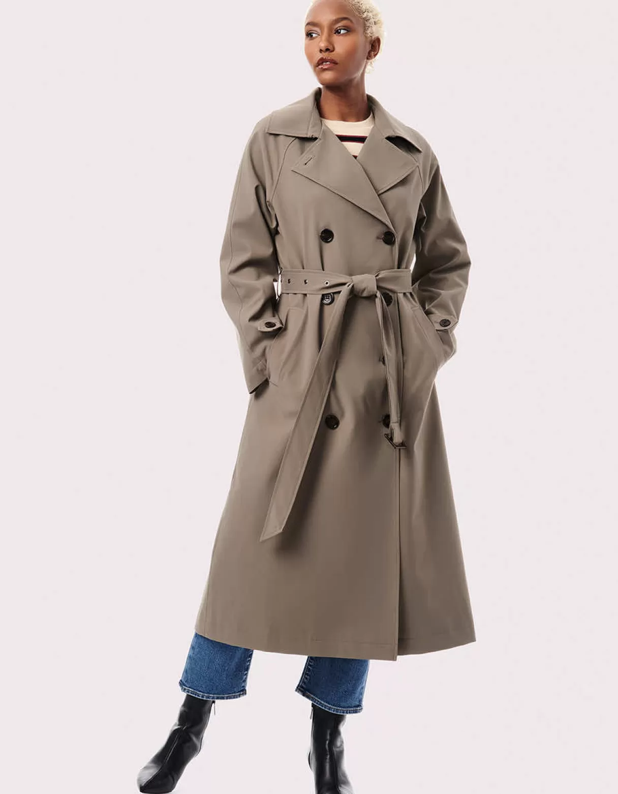 Women Bernardo Fashions Rain Or Shine>On The Go Belted Trench Rain Coat