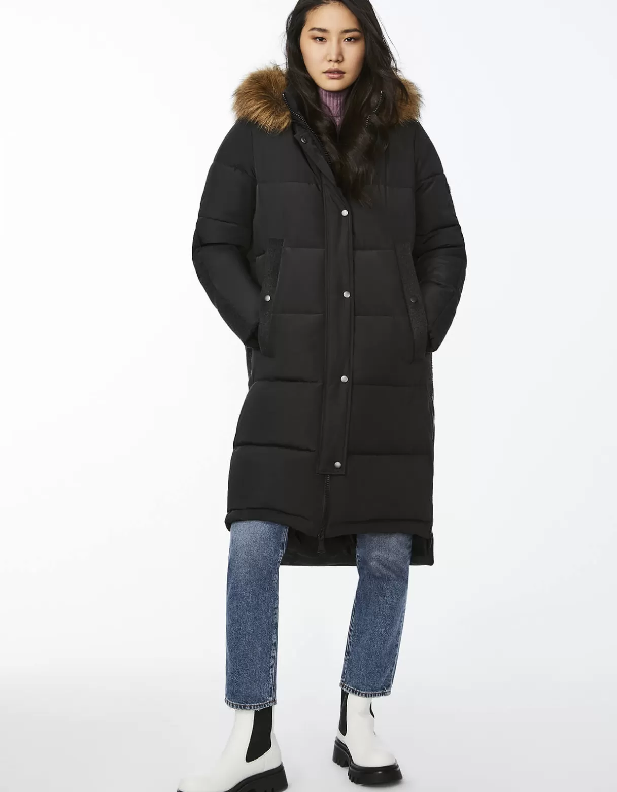 Women Bernardo Fashions Long Coats>Outdoorsy Wool Combo Puffer Coat