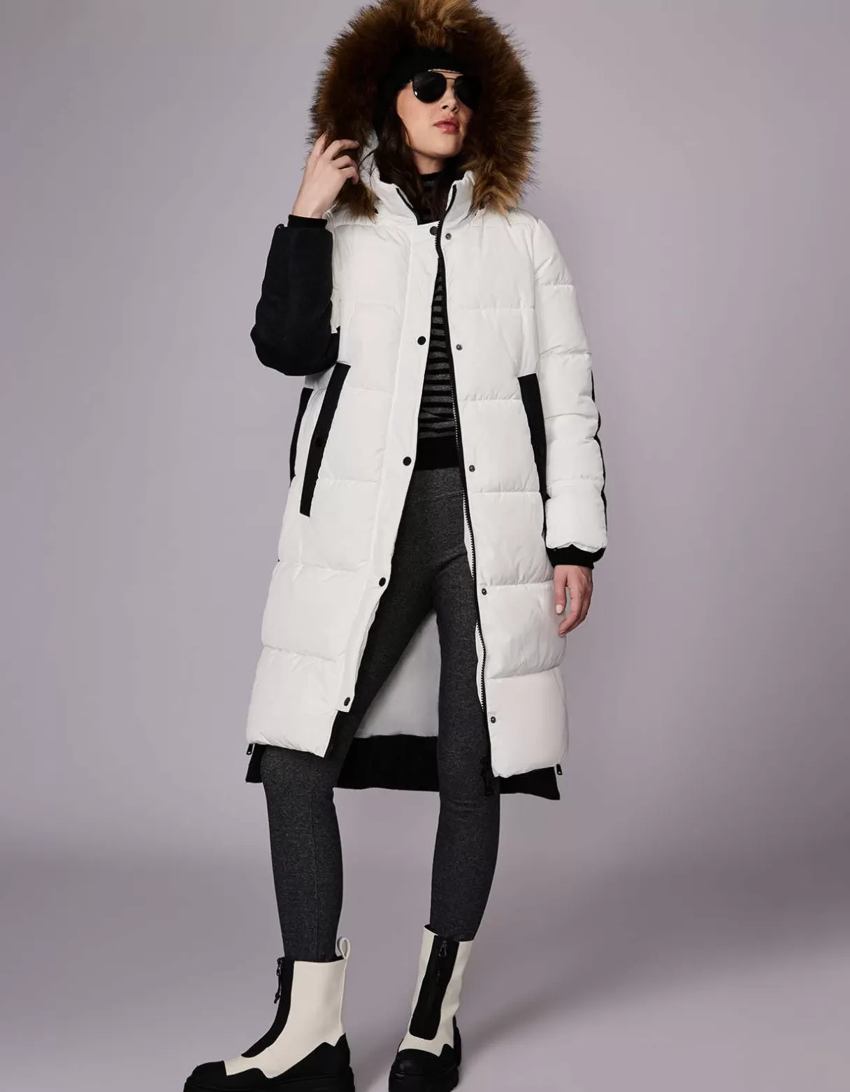 Women Bernardo Fashions Long Coats>Outdoorsy Wool Combo Puffer Coat