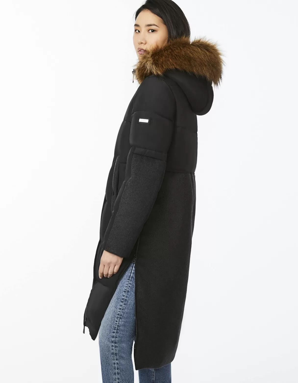 Women Bernardo Fashions Long Coats>Outdoorsy Wool Combo Puffer Coat