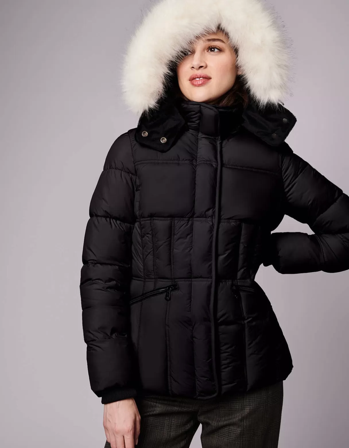 Women Bernardo Fashions Jackets>Park City Vegan Fur Trim Puffer Jacket