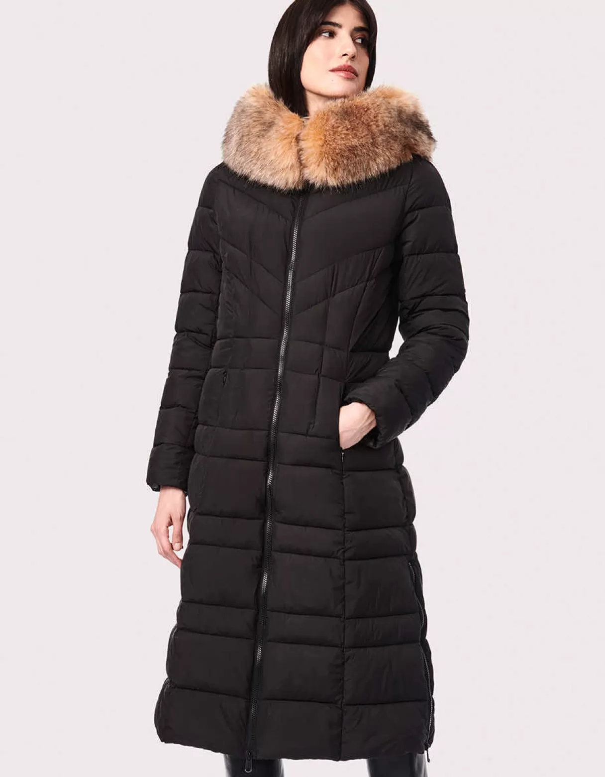 Women Bernardo Fashions Heavy Winter Coats>Regal Vegan Fur Trim Winter Puffer Coat