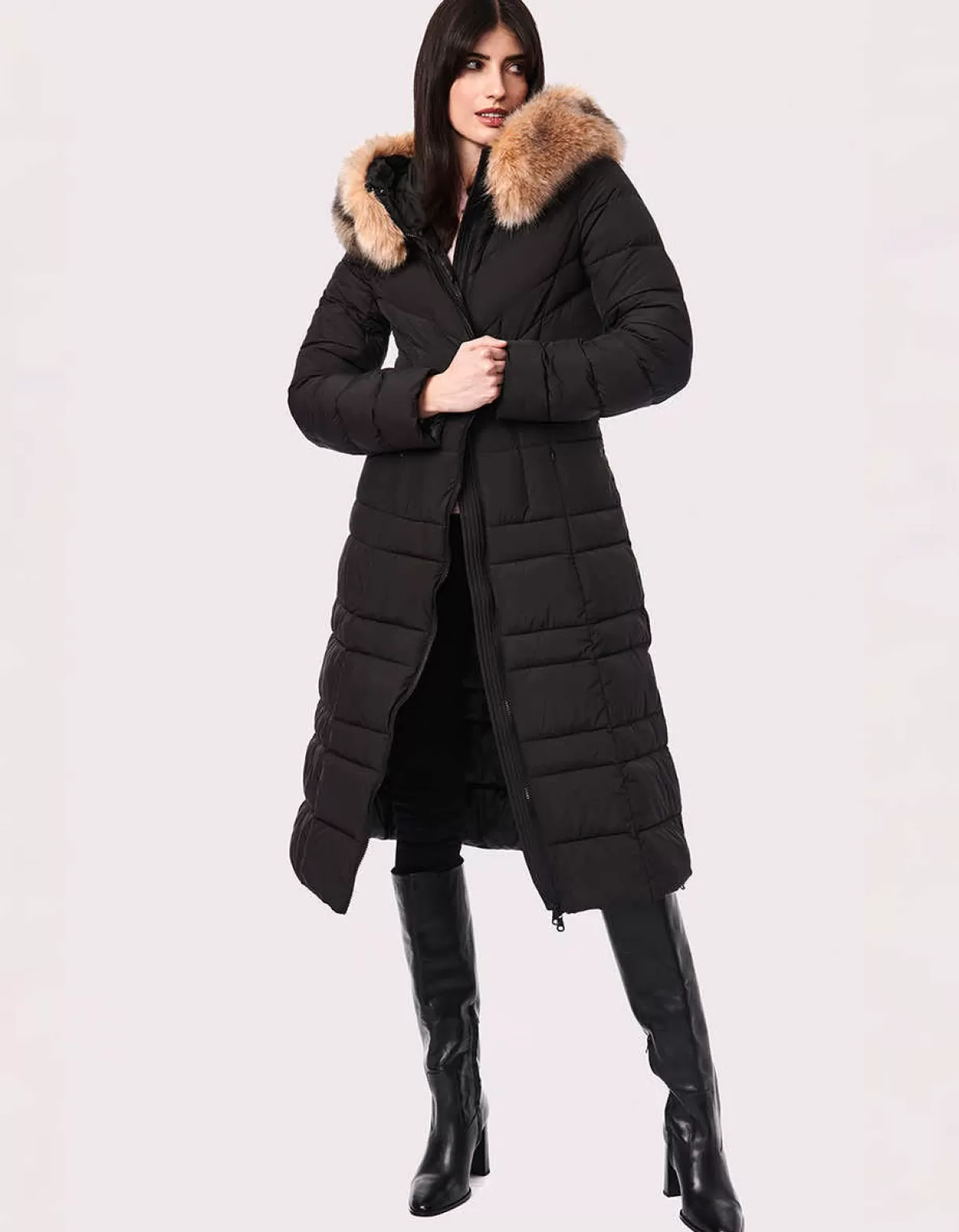 Women Bernardo Fashions Heavy Winter Coats>Regal Vegan Fur Trim Winter Puffer Coat