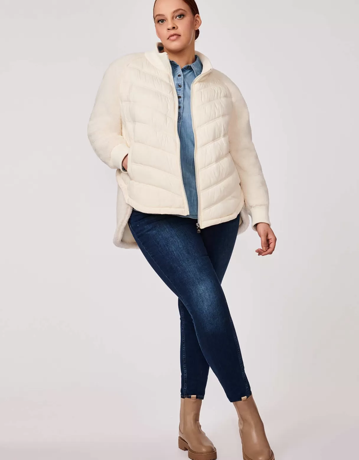 Women Bernardo Fashions Jackets>Roundabout High Low Puffer Jacket - Curve