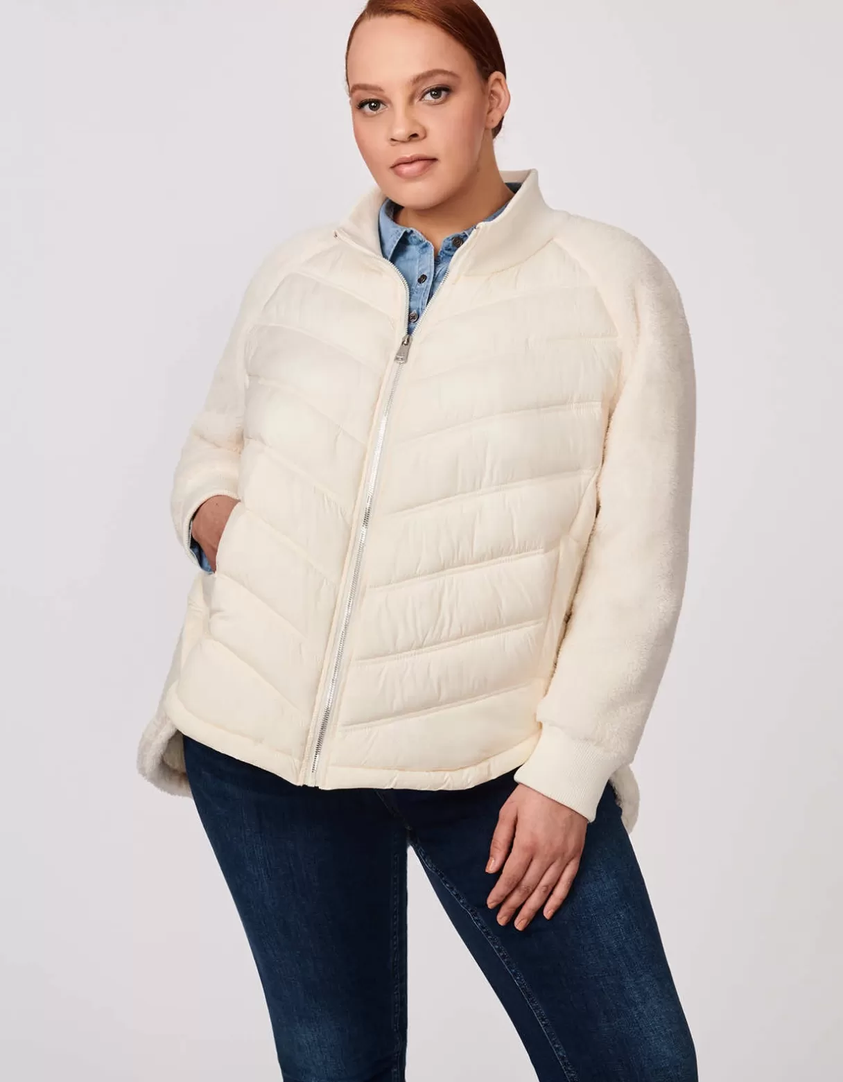 Women Bernardo Fashions Jackets>Roundabout High Low Puffer Jacket - Curve