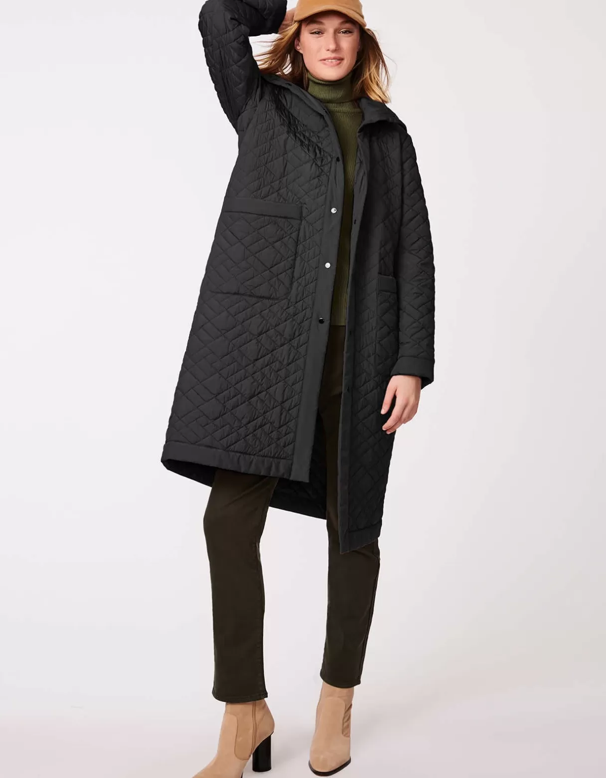 Women Bernardo Fashions Long Coats>Snappy Moves Long Quilted Puffer Coat