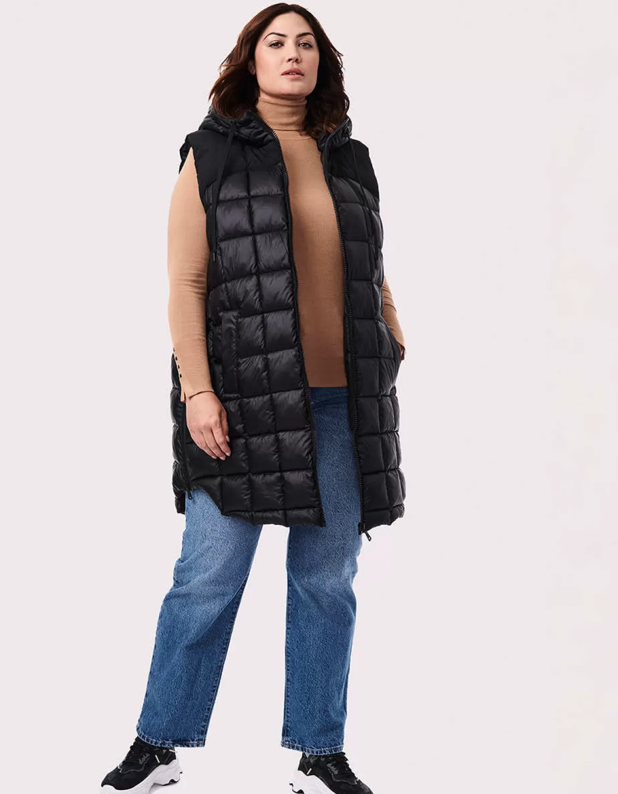 Women Bernardo Fashions Vests>Square Hooded Puffer Vest - Curve