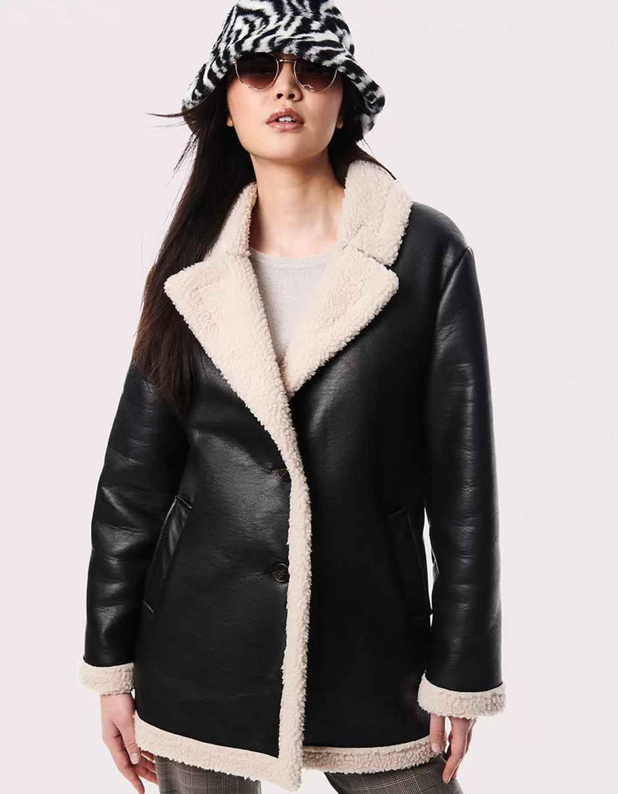 Women Bernardo Fashions Vegan Fur>Street Chic Vegan Leather Faux Fur Jacket