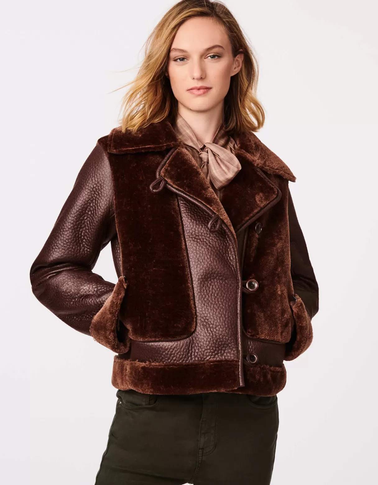 Women Bernardo Fashions Leather>Vegan Fur-Leather Jacket