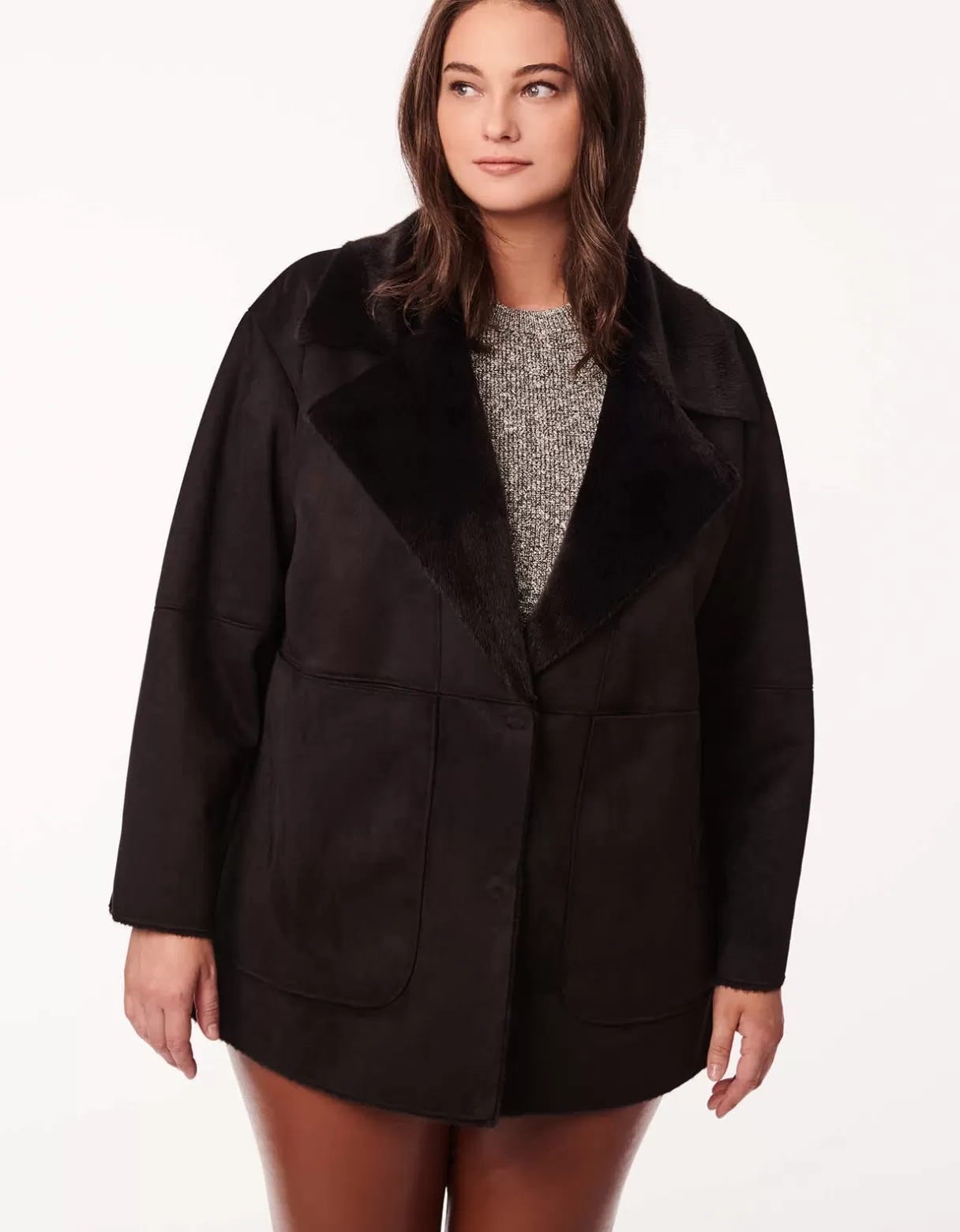 Women Bernardo Fashions Vegan Fur>Vegan Shearling Jacket - Curve